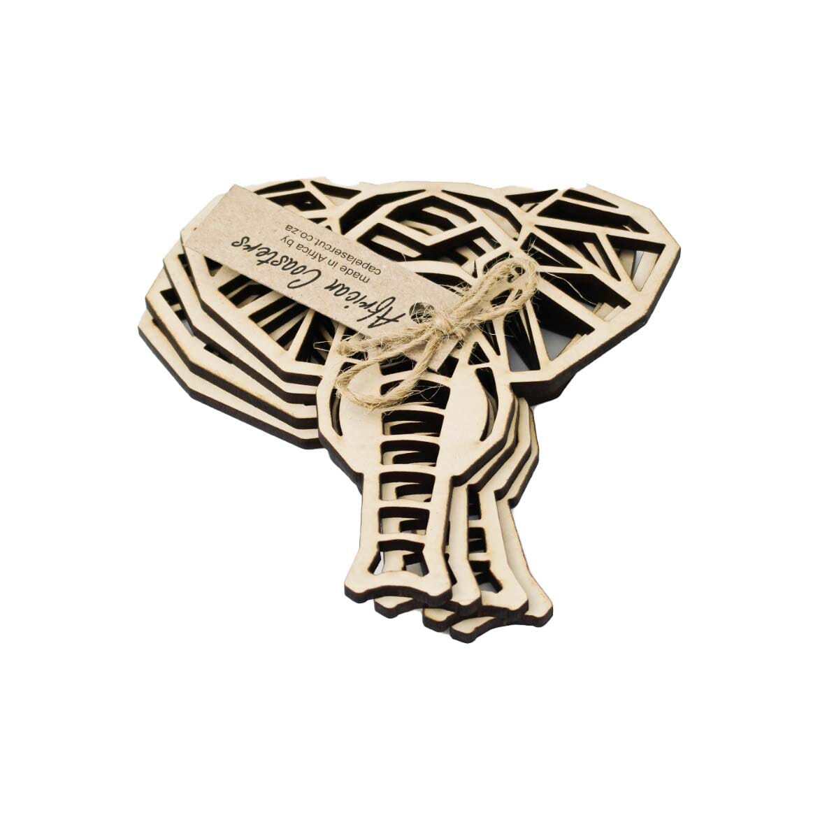 Cape Lasercut Elephant Coaster Sets Tableware Cape Lasercut cream