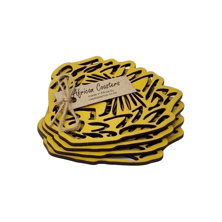 Cape Lasercut Protea Coaster Sets Tableware Cape Lasercut yellow