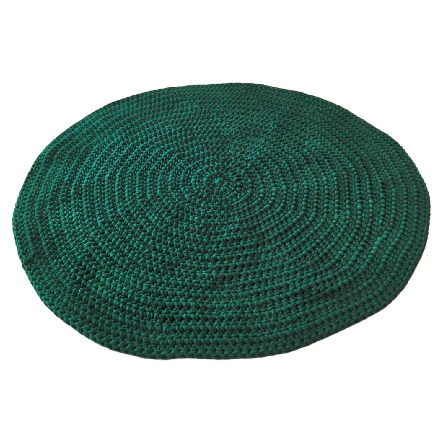 Cotton Crochet Round Mats Round Mats Made by Artisans Bottle Green 80cm