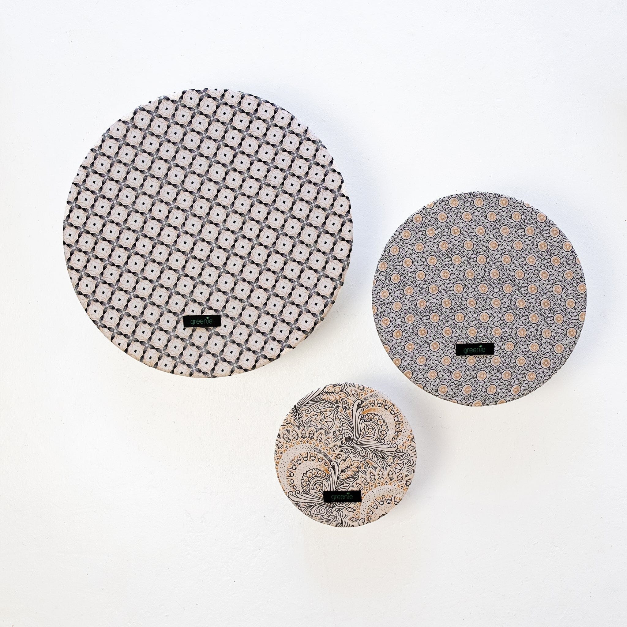 Greenie Food Covers Shweshwe Set of 3 Food Storage Greenie Cream