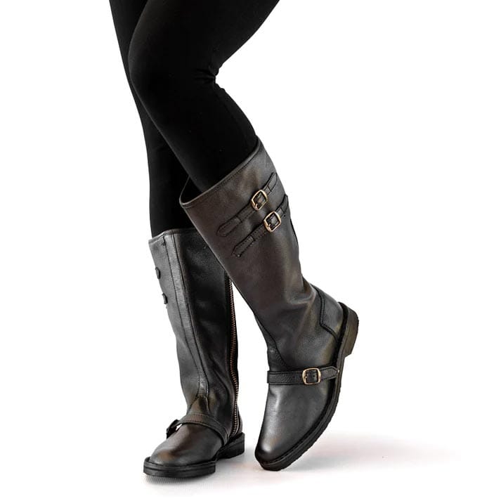Groundcover Alpine Ladies Black Long Leather Boots Boots Groundcover