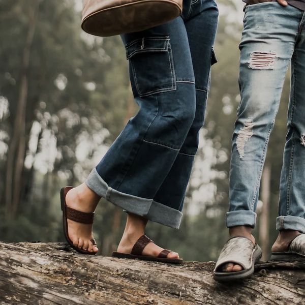 Groundcover Ladies Guru Leather Sandal - Brown Sandals Groundcover