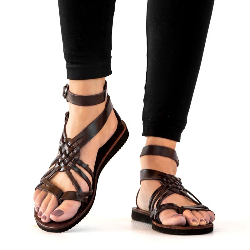 Groundcover Ladies Princess Leather Sandal - Brown Sandals Groundcover