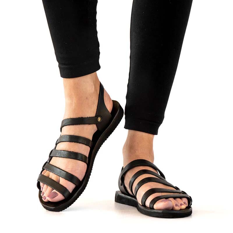 Groundcover Ladies Zapata Leather Sandal - Black Sandals Groundcover