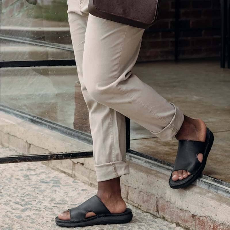 Groundcover Mens Mule Leather Sandal - Black Sandals Groundcover