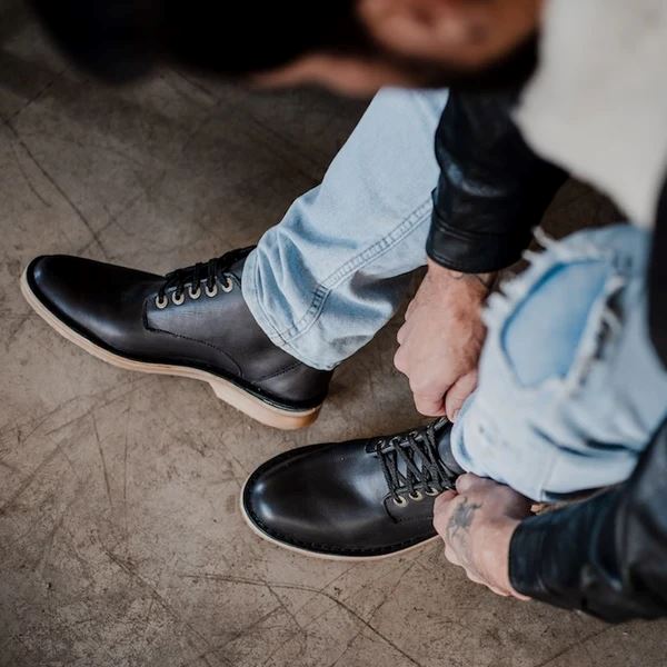 Groundcover Thuli Mens Leather Shoes - Black Boots Groundcover