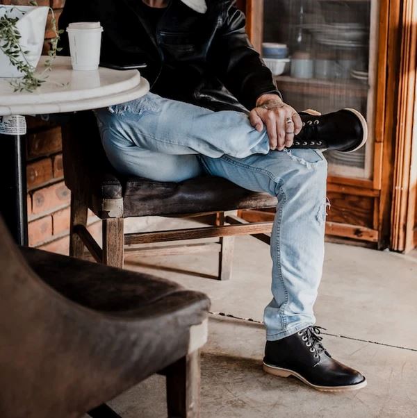 Groundcover Thuli Mens Leather Shoes - Black Boots Groundcover