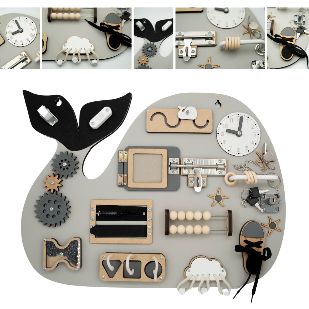 Kiani Large Whale Activity Board Toys Kiani Originals grey