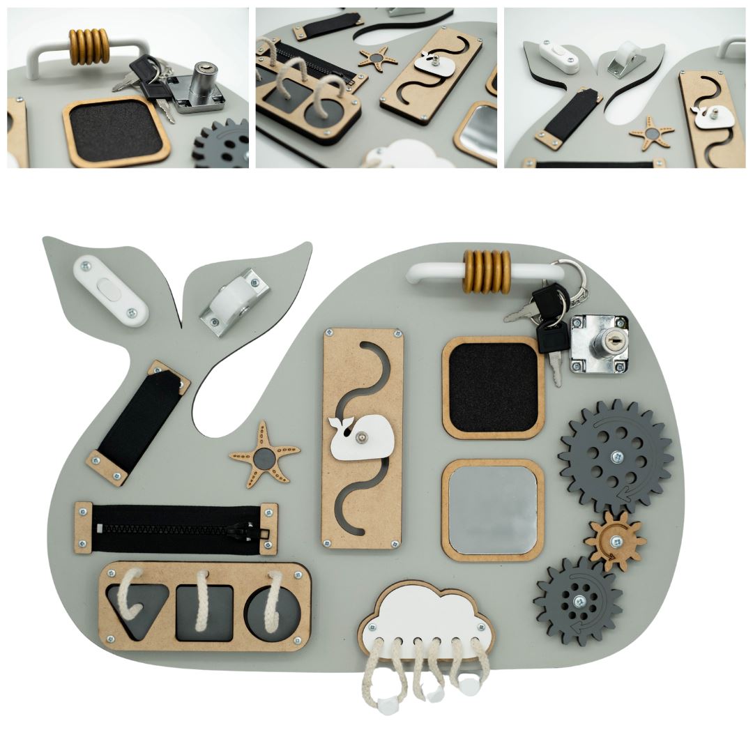 Kiani Small Whale Activity Board Toys Kiani Originals grey
