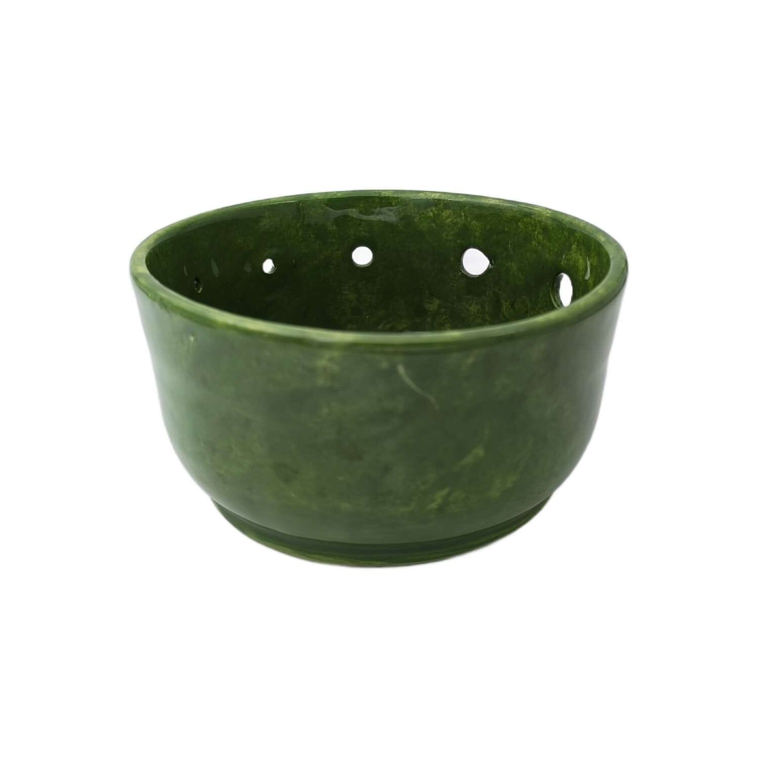 MBA Ceramic Herb Stripper Bowl Tableware Made by Artisans Large (12cm wide) Green