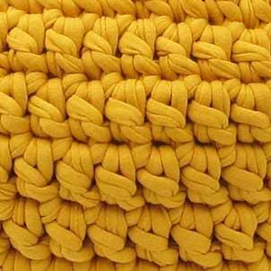 MBA Oversized Cotton Crochet Floor Pebble Ottomans & Floor Pebbles Made by Artisans Yellow