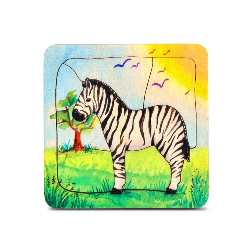Waldorf-Inspired Wooden Animal Puzzles Baby Toys Envirokid Zebra