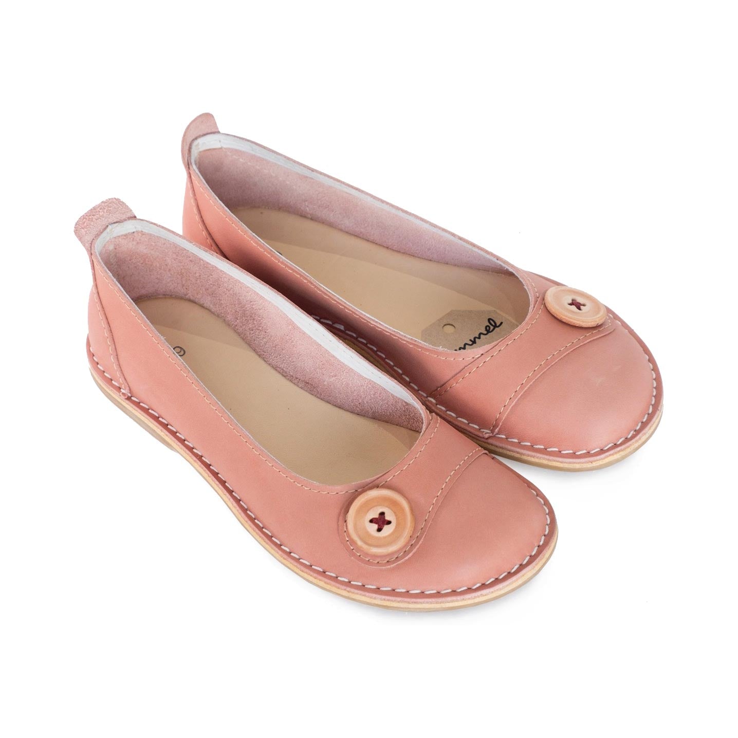 Bummel Zuri Blush Leather Ballerina Shoe Shoes Bummel 2 Button