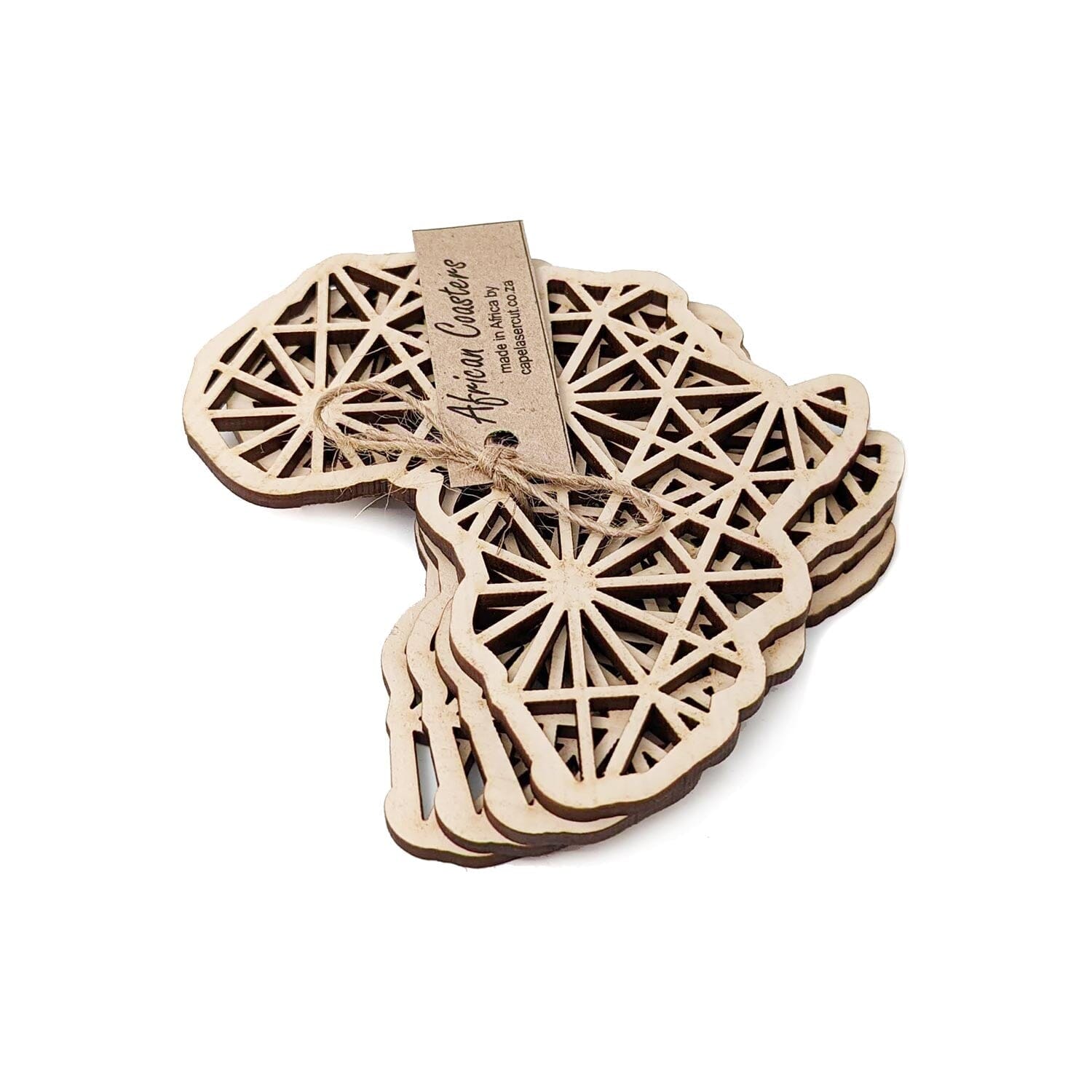 Cape Lasercut Africa Map Coaster Sets Tableware Cape Lasercut cream