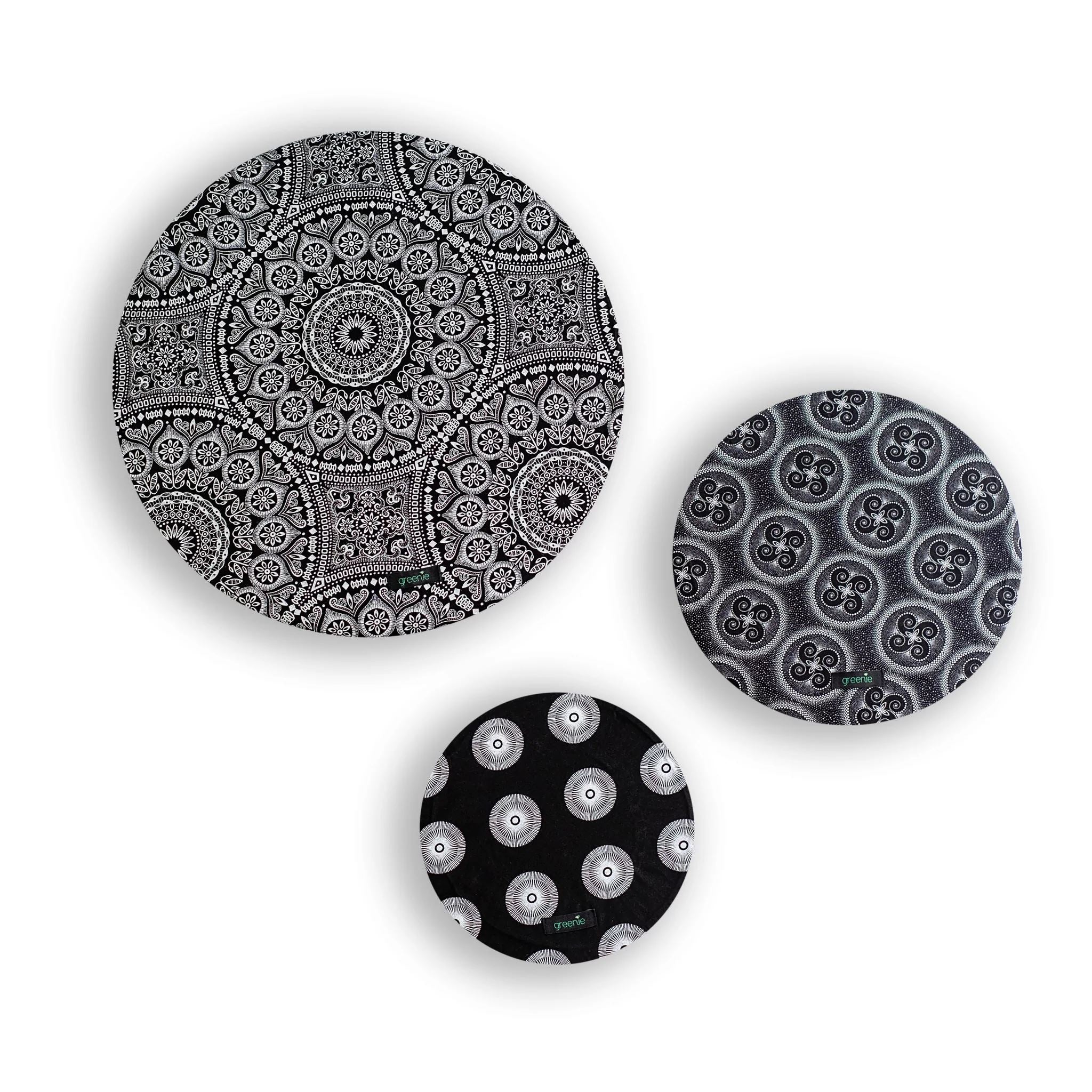 Greenie Food Covers Shweshwe Set of 3 Food Storage Greenie Black