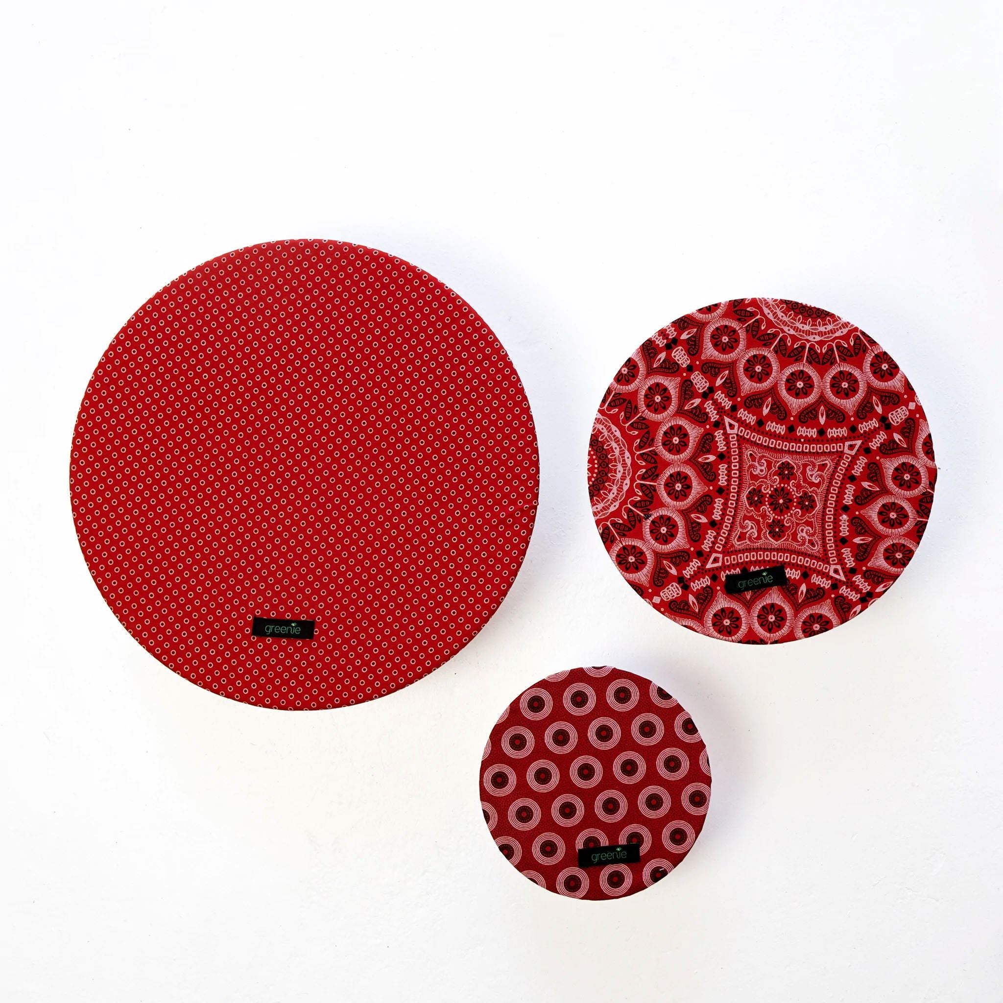 Greenie Food Covers Shweshwe Set of 3 Food Storage Greenie Red