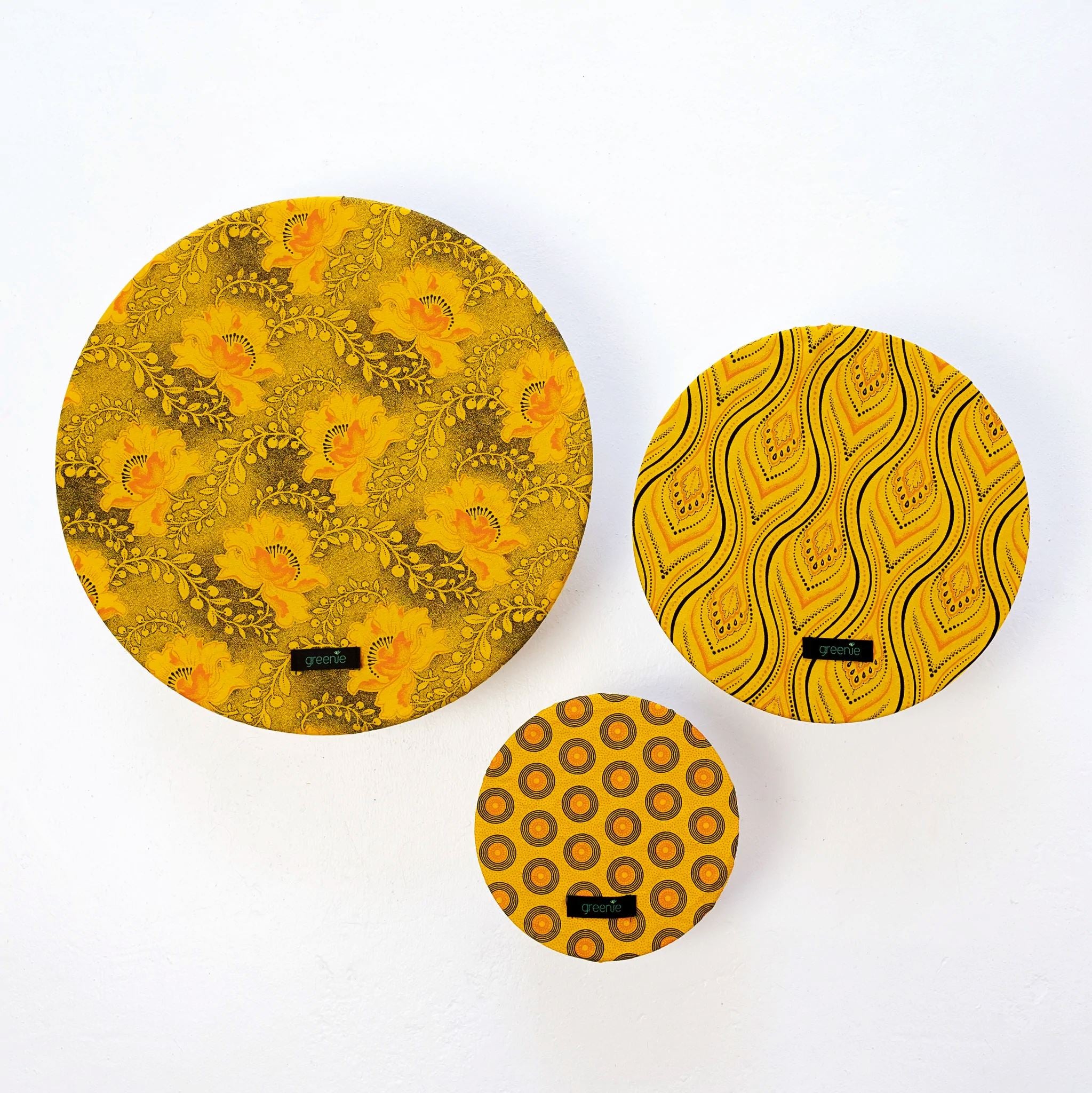 Greenie Food Covers Shweshwe Set of 3 Food Storage Greenie Yellow