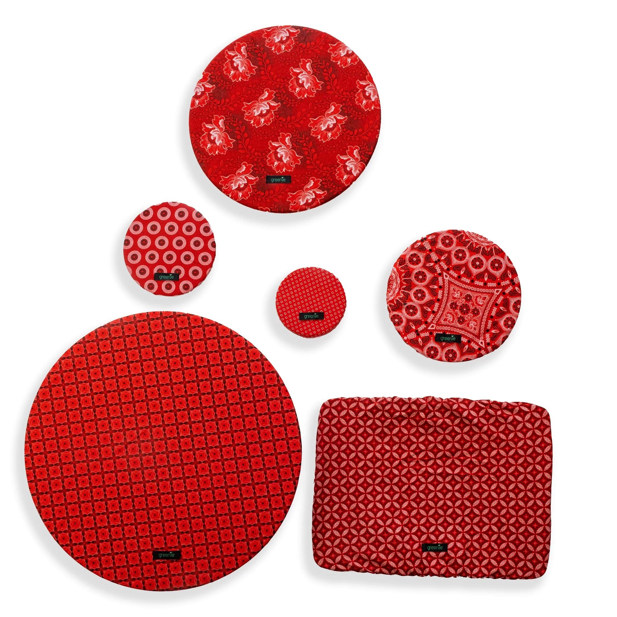 Greenie Food Covers Shweshwe Set of 6 Food Storage Greenie Red