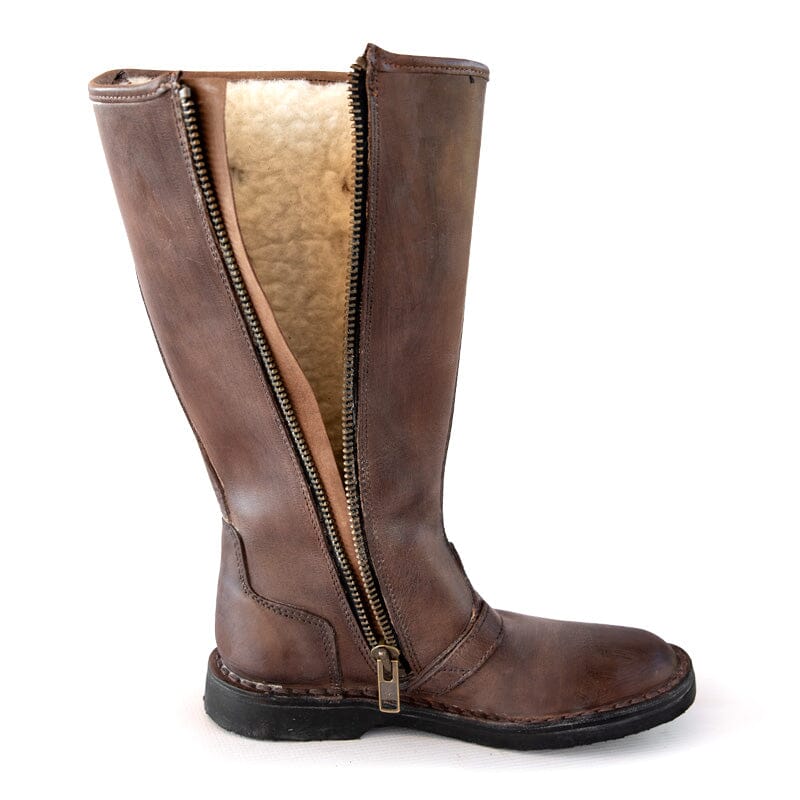 Groundcover Alpine Ladies Brown Long Wool Boots Boots Groundcover