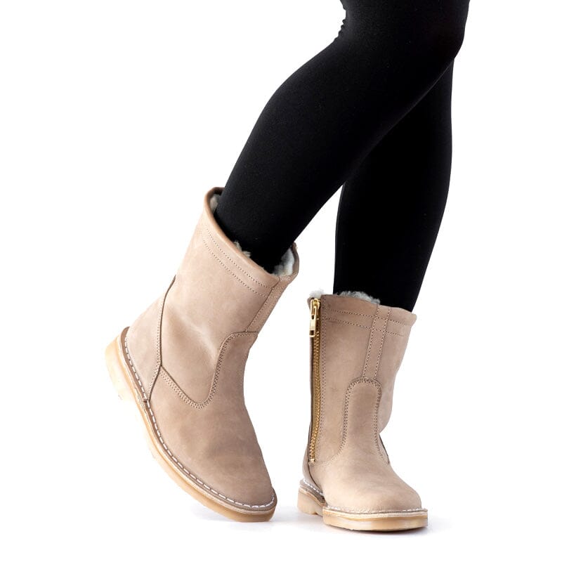 Groundcover Tamara Ladies Beige Wool Boots Boots Groundcover