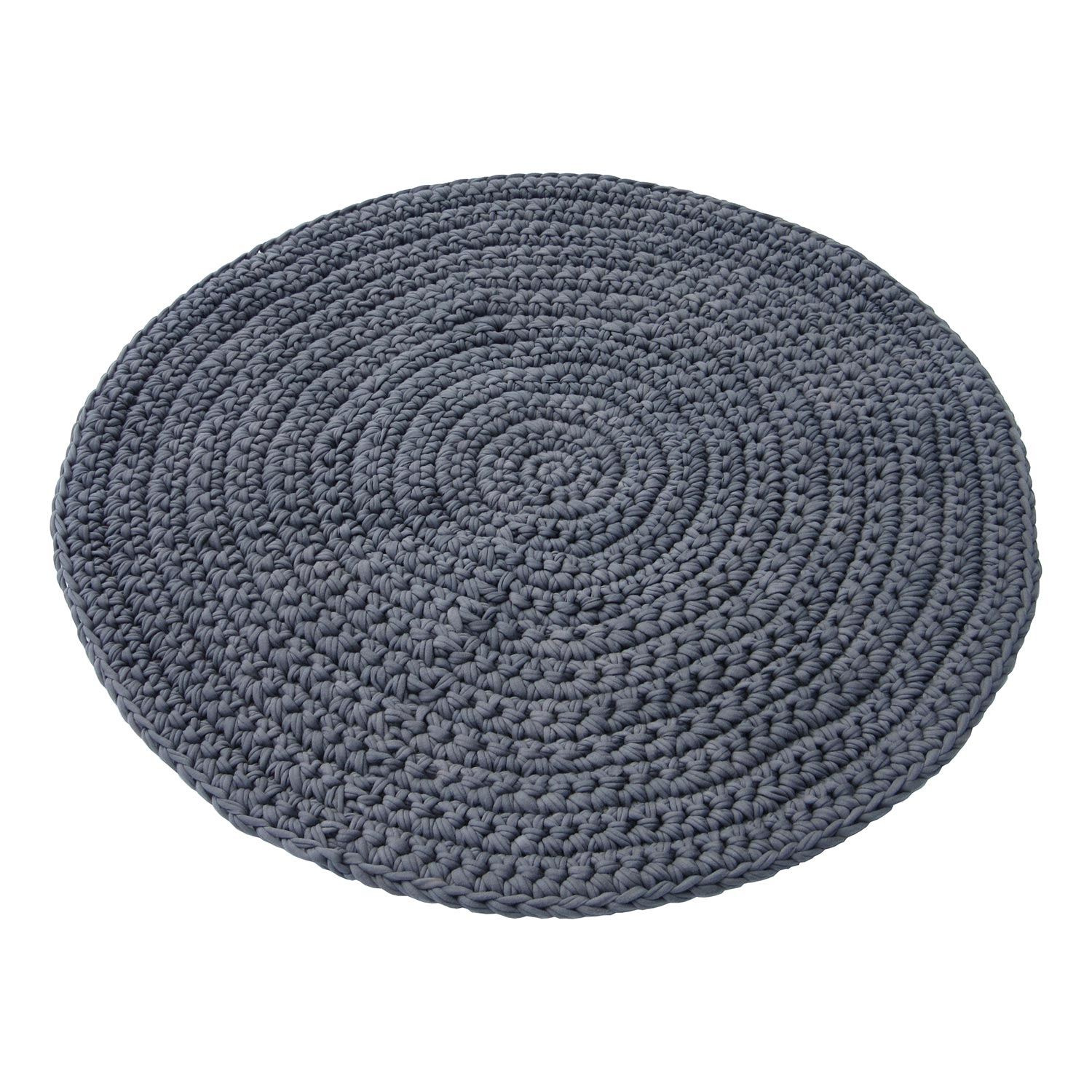 H18 Cotton Crochet Round Mats Rugs & Mats H18 Foundation Charcoal 80cm