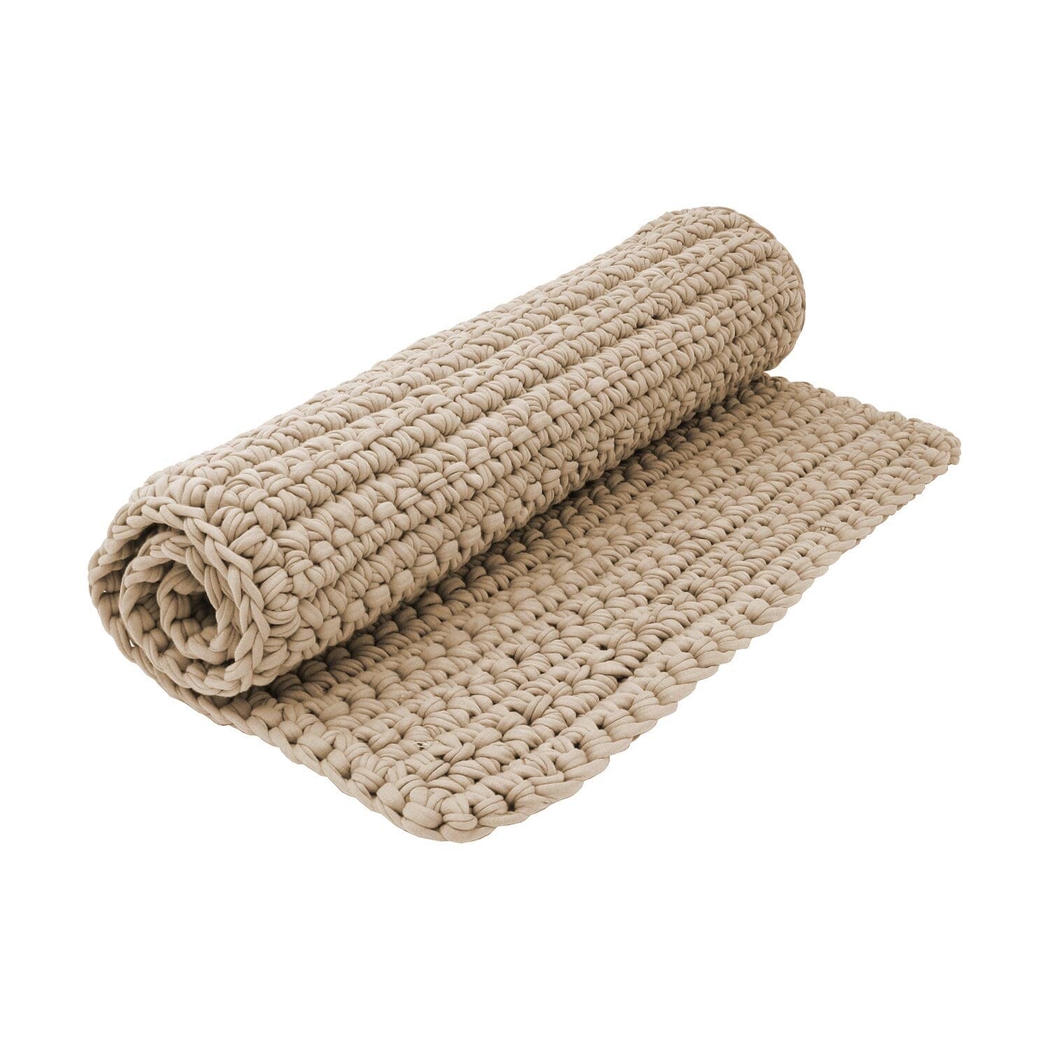 H18 Stone Beige Cotton Crochet Bathmat Rugs & Mats H18 Foundation