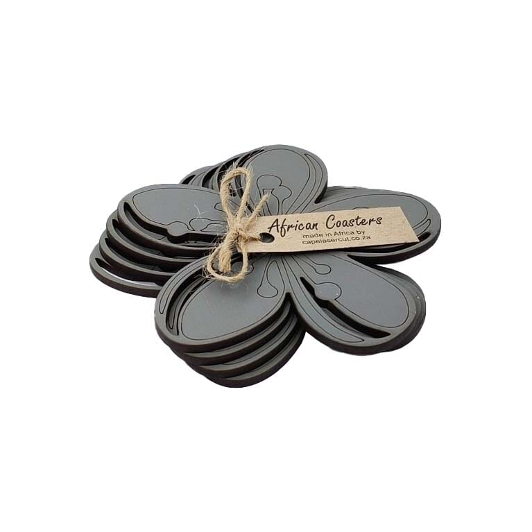 Cape Lasercut African Iris Coaster Sets Tableware Cape Lasercut charcoal 