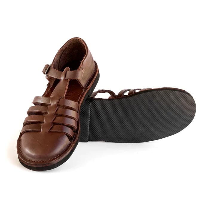 Ladies Grandpa Leather Sandals Brown | Adjustable | Groundcover