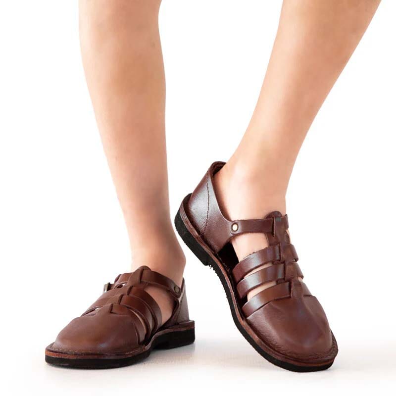 Groundcover Kids Grandpa Leather Sandal - Brown Sandals Groundcover 