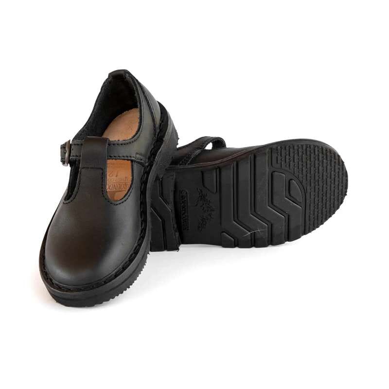 Groundcover Kids T-Bar School Shoe - Black Shoes Groundcover 