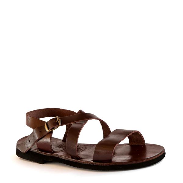 Groundcover Ladies Broad Strap Leather Sandal - Brown Sandals Groundcover 