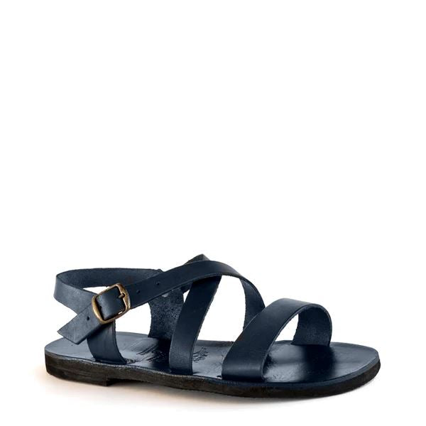 Groundcover Ladies Broad Strap Leather Sandal - Navy Sandals Groundcover 