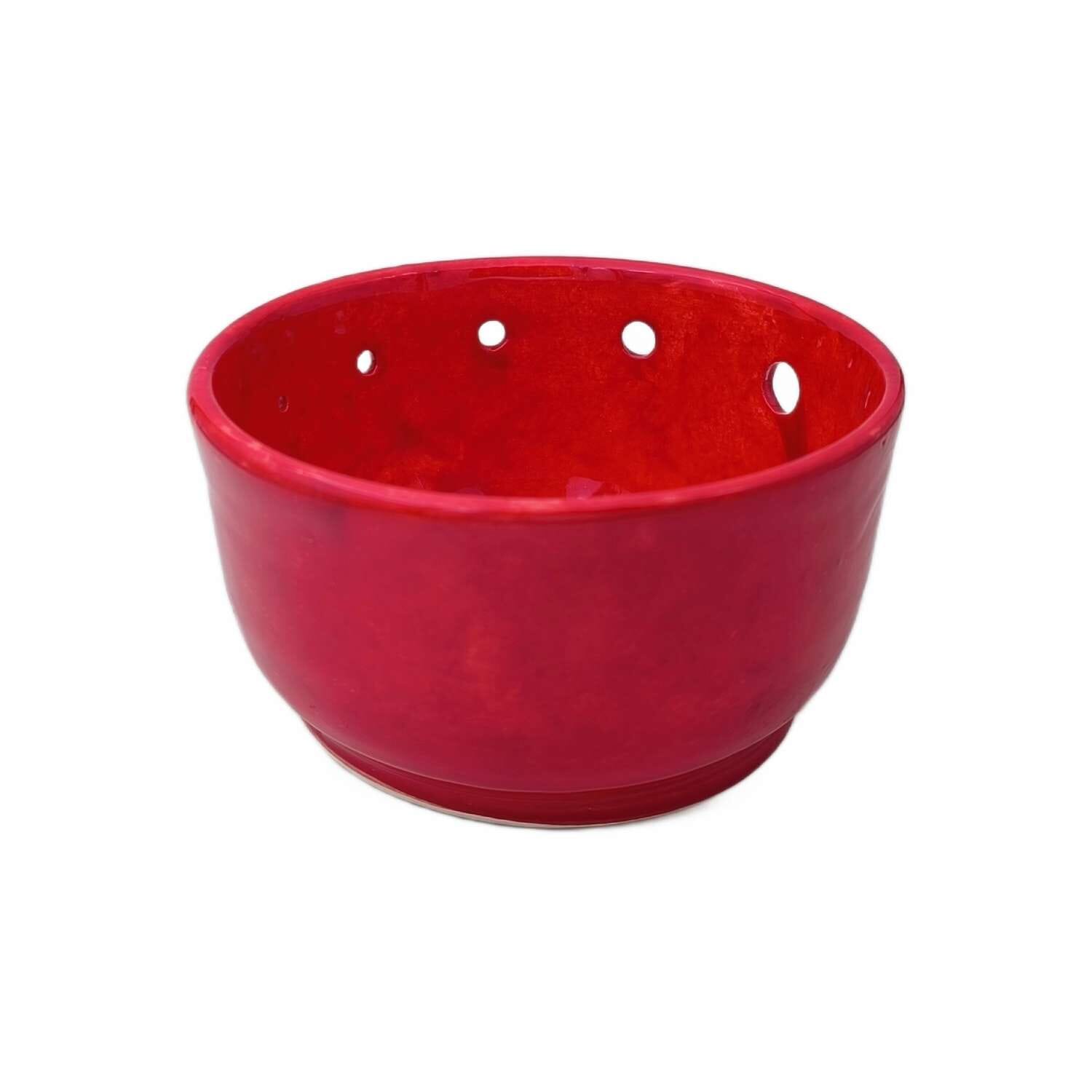 MBA Ceramic Herb Stripper Bowl Tableware Made by Artisans Large (12cm wide) Red