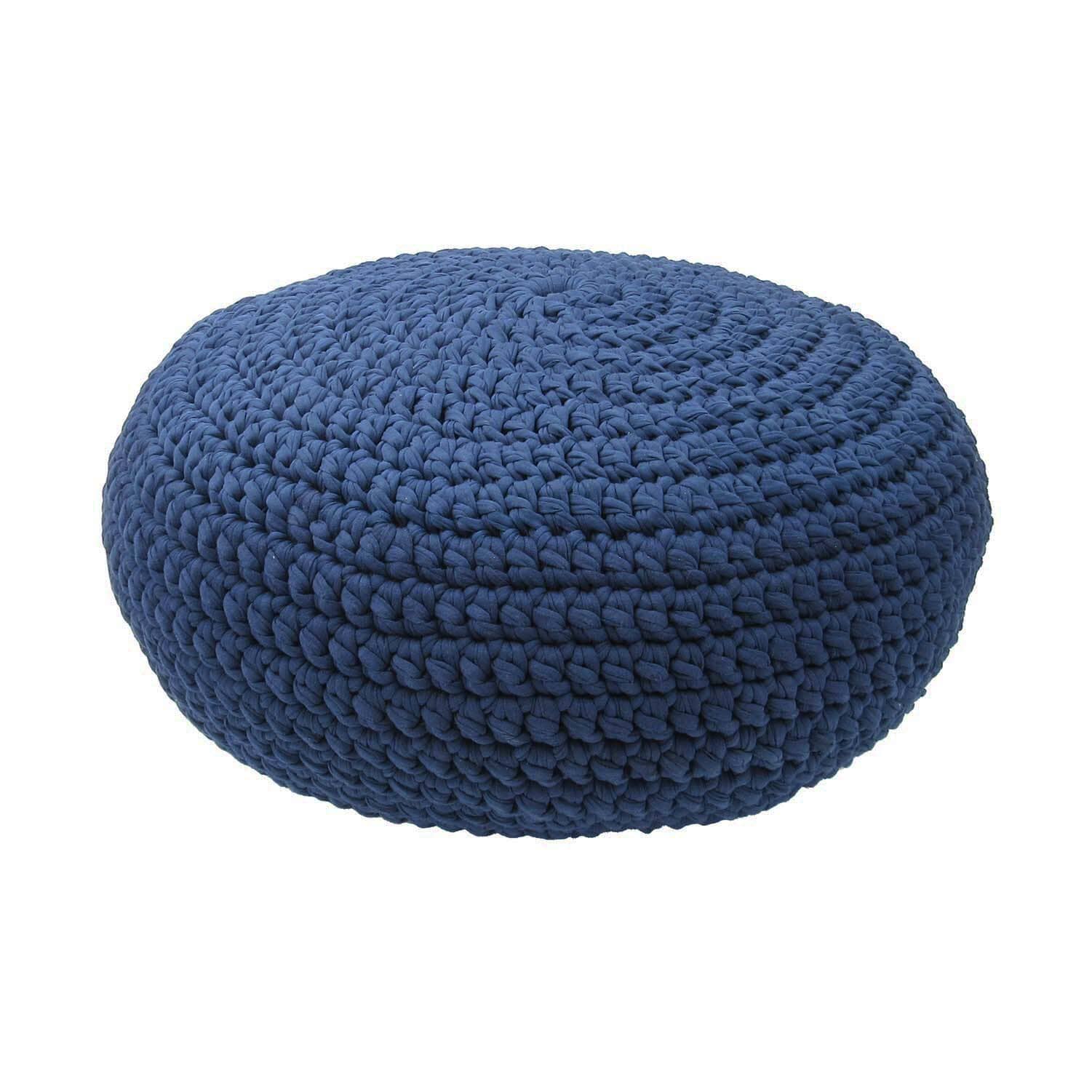 MBA Cotton Crochet Floor Pebble - Navy Ottomans & Floor Pebbles Made by Artisans 