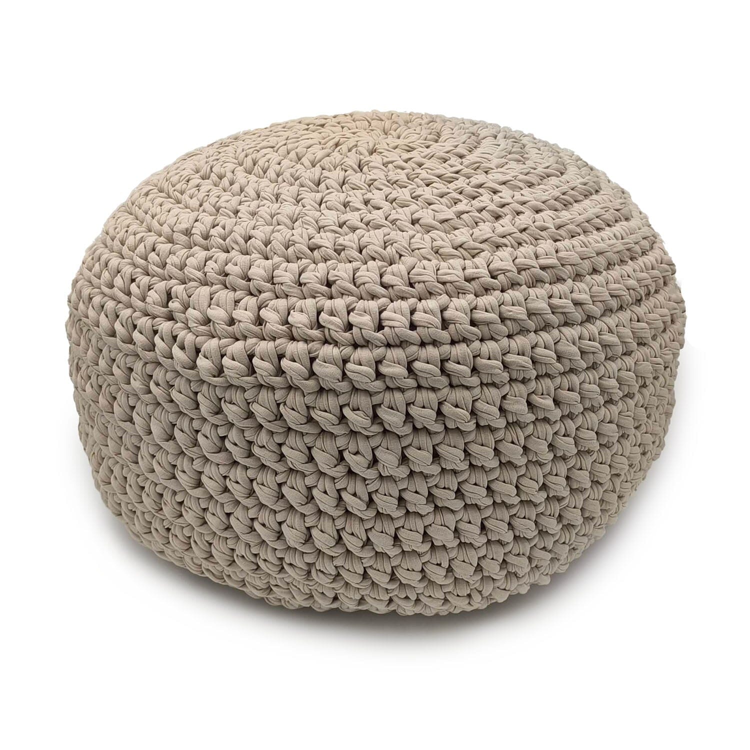 MBA Cotton Crochet Floor Pebble - Stone Beige Ottomans & Floor Pebbles Made by Artisans 