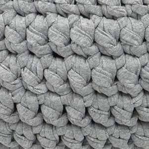MBA Oversized Cotton Crochet Floor Pebble Ottomans & Floor Pebbles Made by Artisans Light Grey