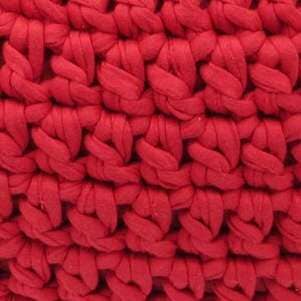 MBA Oversized Cotton Crochet Floor Pebble Ottomans & Floor Pebbles Made by Artisans Red