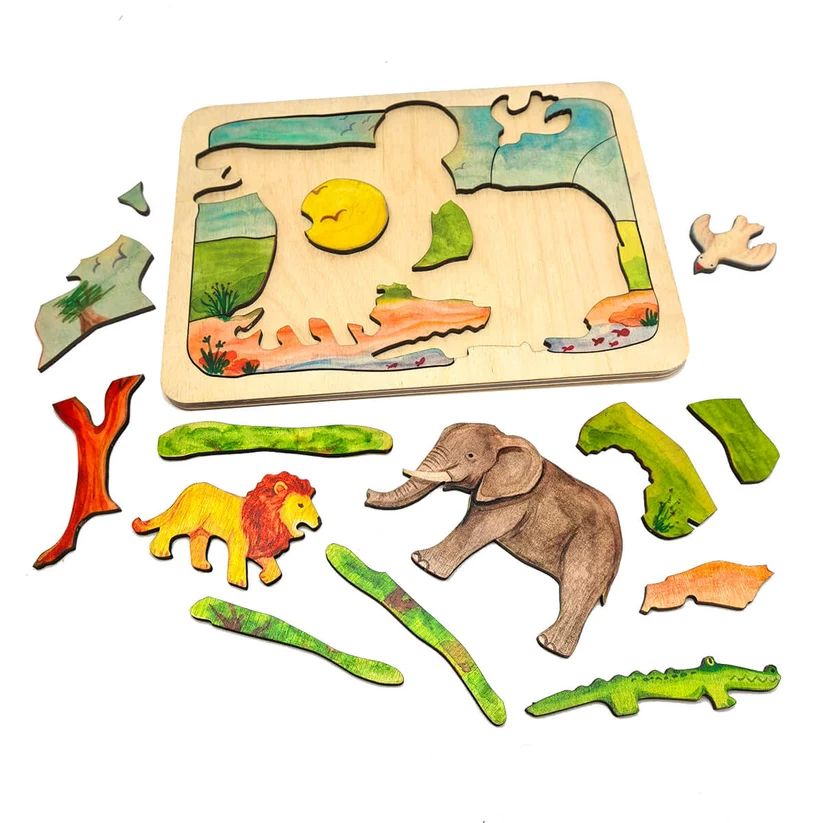 Waldorf-Inspired Wooden Animal Puzzle Toys Envirokid 