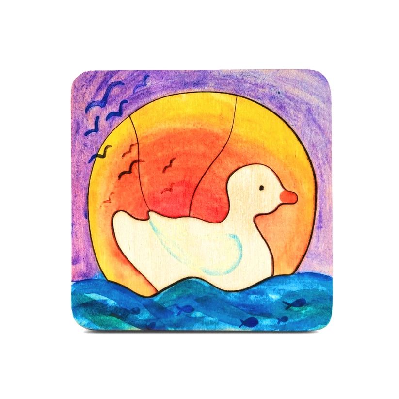 Waldorf-Inspired Wooden Animal Puzzles Baby Toys Envirokid Duck 