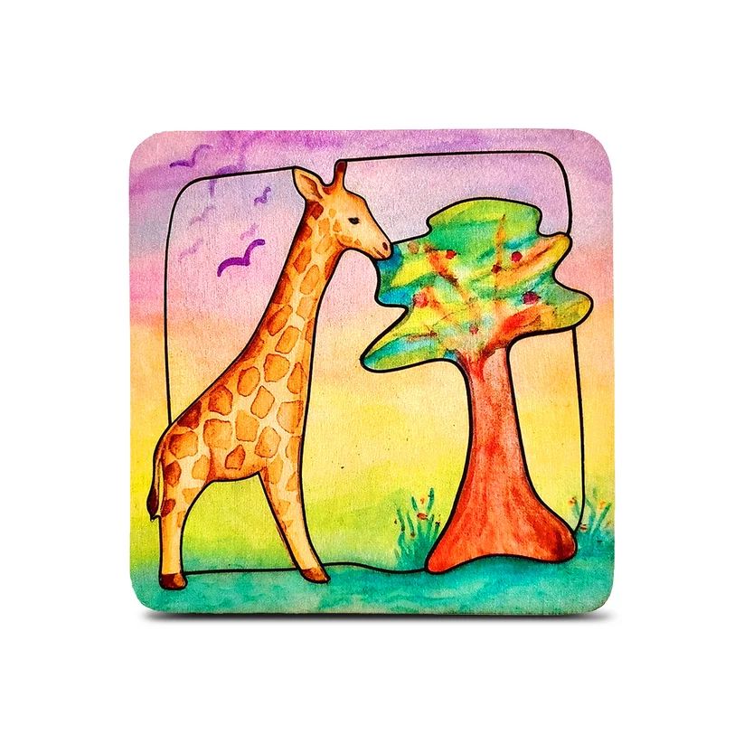 Waldorf-Inspired Wooden Animal Puzzles Baby Toys Envirokid Giraffe 