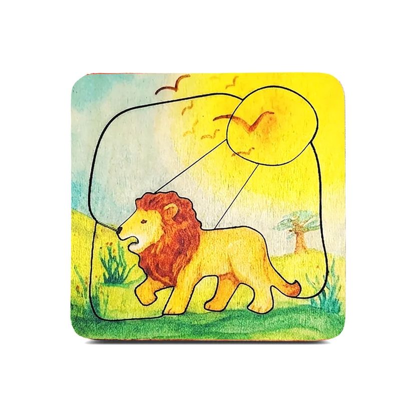 Waldorf-Inspired Wooden Animal Puzzles Baby Toys Envirokid Lion 