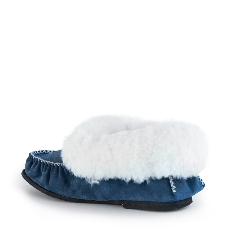 Groundcover Navy Sheepskin & Wool Moccasin Slippers Slippers Groundcover 
